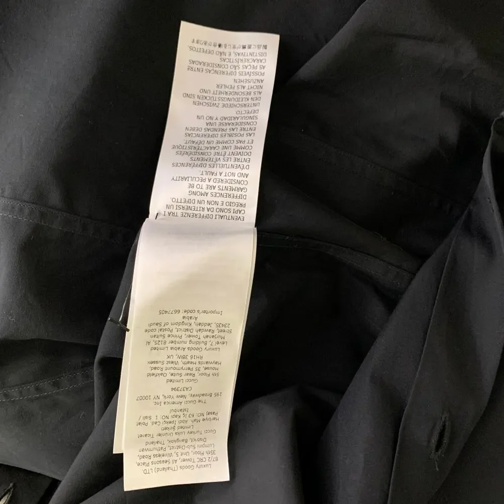 GUCCI SS 2023 Size S Black Cotton GG Long Sleeve Dress Shirt